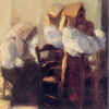 "Donne in preghiera", olio su tela, cm 100x100
